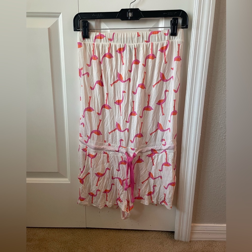 ASOS White Jumpsuit with Pink & Orange Flamingo Print